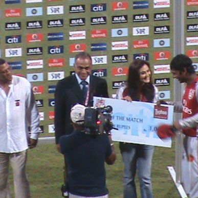 Typhoo and Preity Zinta are honoured to present Typhoo Man of the Match to Sangakkara